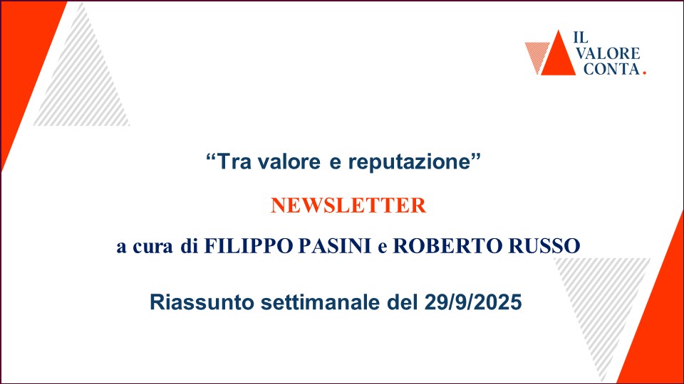 Riassunto settimanale del 29/9/2025 Riassunto settimanale del 29/9/2025